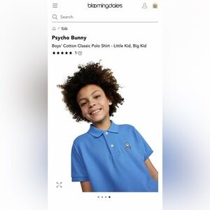 EUC Boys Kids Youth Psycho Bunny Classic Blue Signature 3 Button Polo Top Shirt